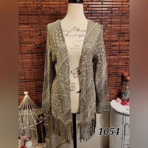Sharade Nites cardigan with fringe.
